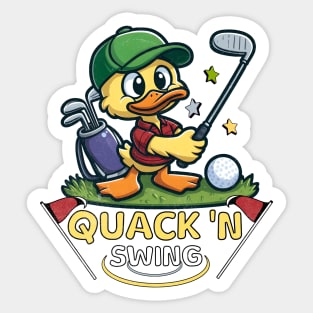 Golf Golfing Humor Duck Quack'n Swing Sticker